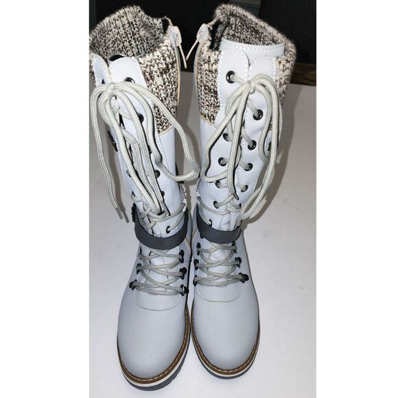 JcBaby Women's Grey Lace-up Calf-High Snow Boots 7.5 - Picture 4 of 10